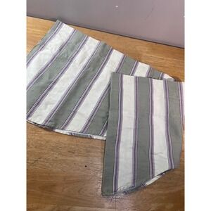 Waverly Valance 76x18 Green Purple Cream Striped Scalloped Vtg Damask Cotton